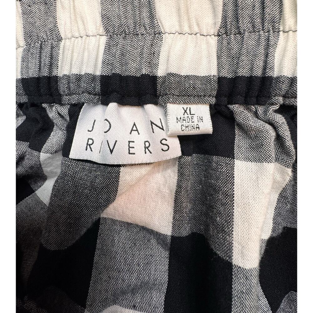 Joan Rivers Xl Black White Plaid Pull On Skirt Elastic Waist 100% Cotton Pockets - Picture 3 of 9